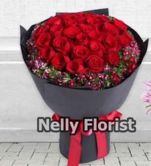 bouquet ultah mawar merah BU-004